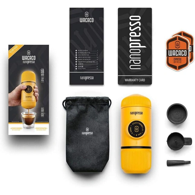 Портативна еспресо-кавоварка Wacaco Nanopresso жовта — Photo 4