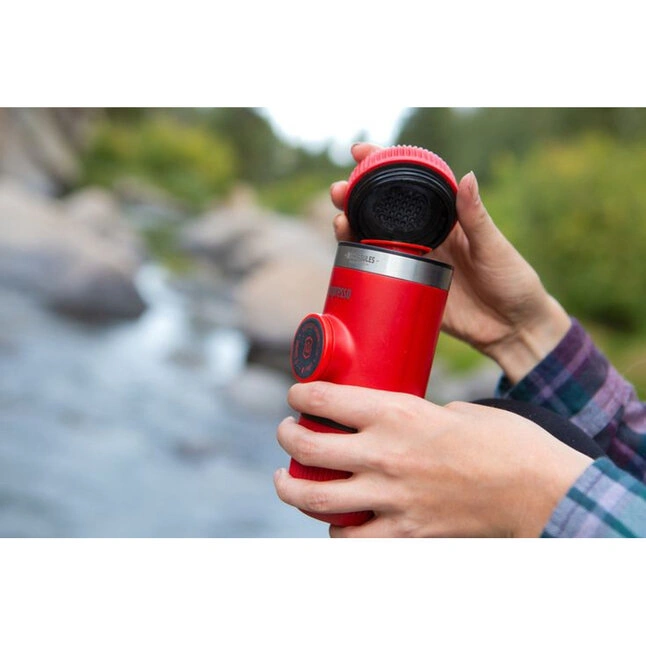 Портативна еспресо-кавоварка Wacaco Nanopresso червона з чохлом — Photo 10