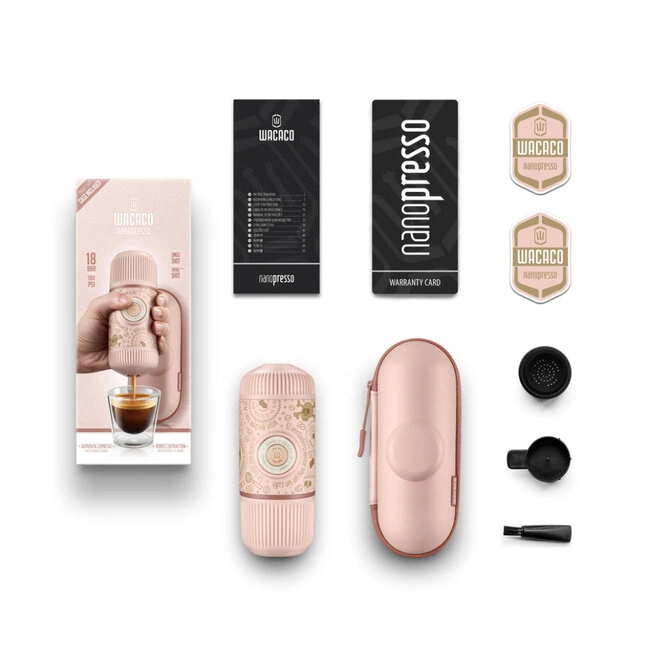 Портативная эспрессо-кофеварка Wacaco Nanopresso розовая с чехлом — Photo 2